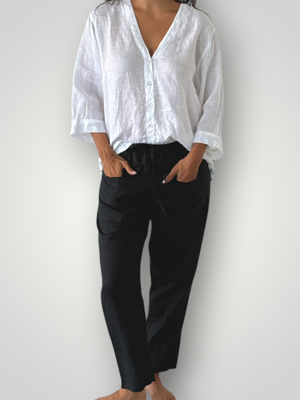 darcy pants - black linen Apparel