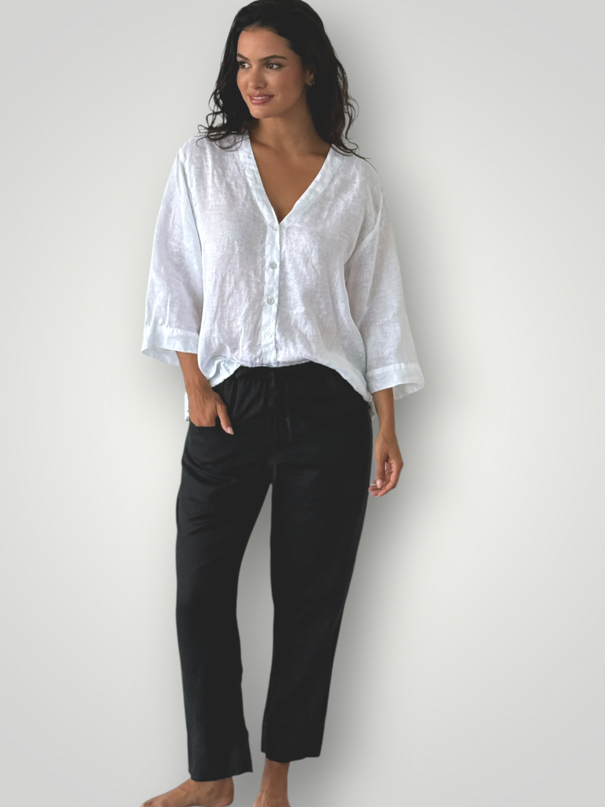 darcy pants - black linen Apparel