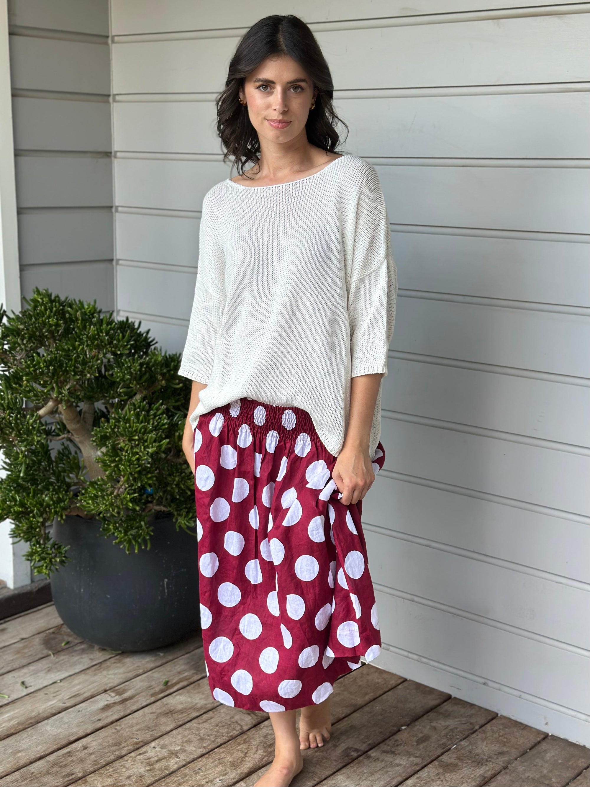 lola skirt - big wine spot linen Apparel
