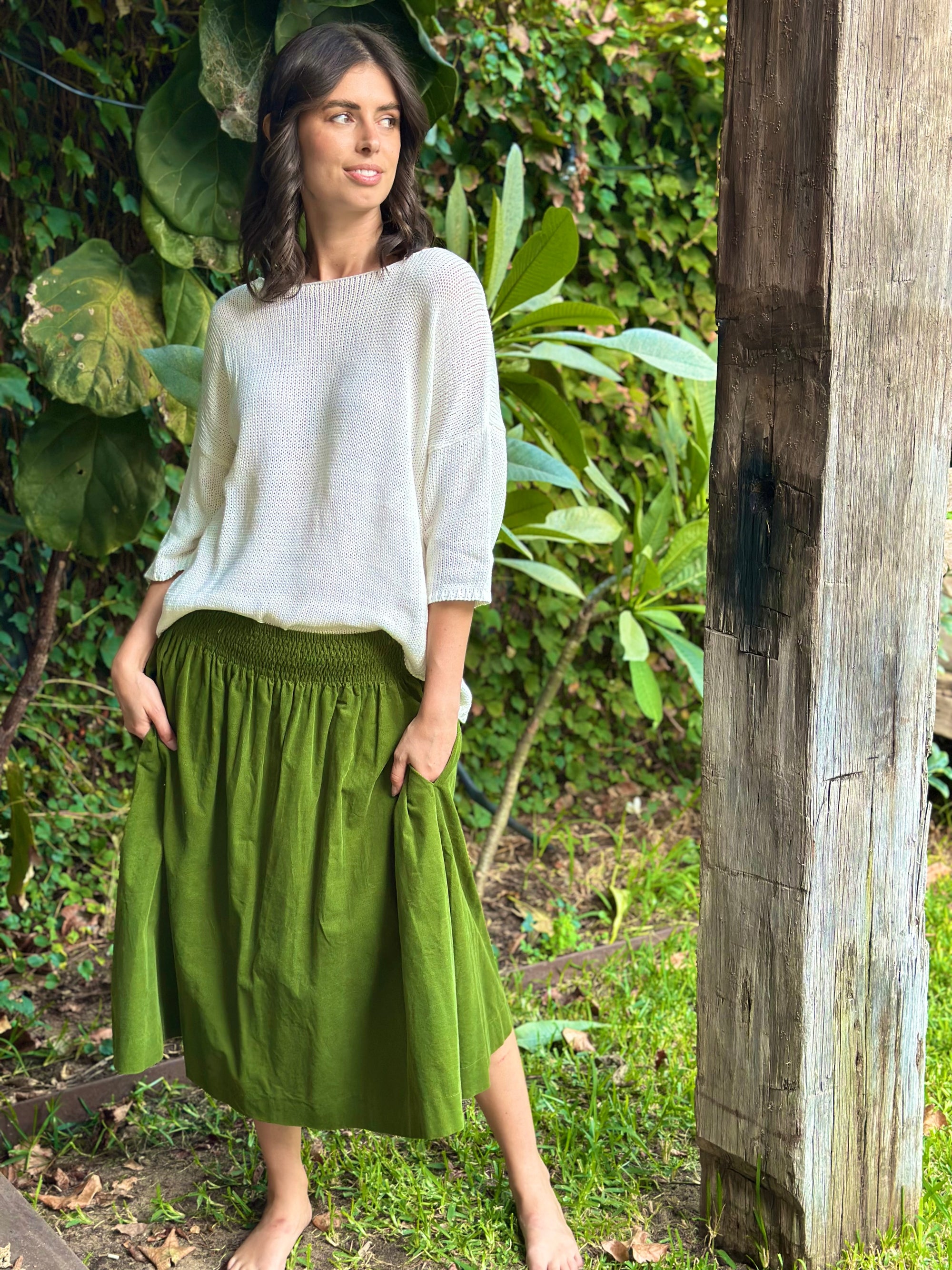 lola skirt - olive cord Apparel