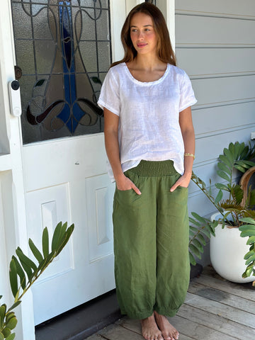 jackie pant - moss linen Apparel  