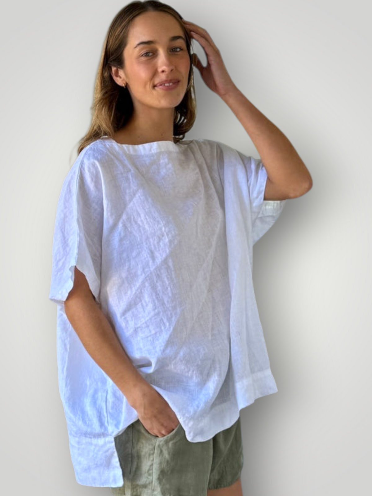 sammy top - white linen Apparel