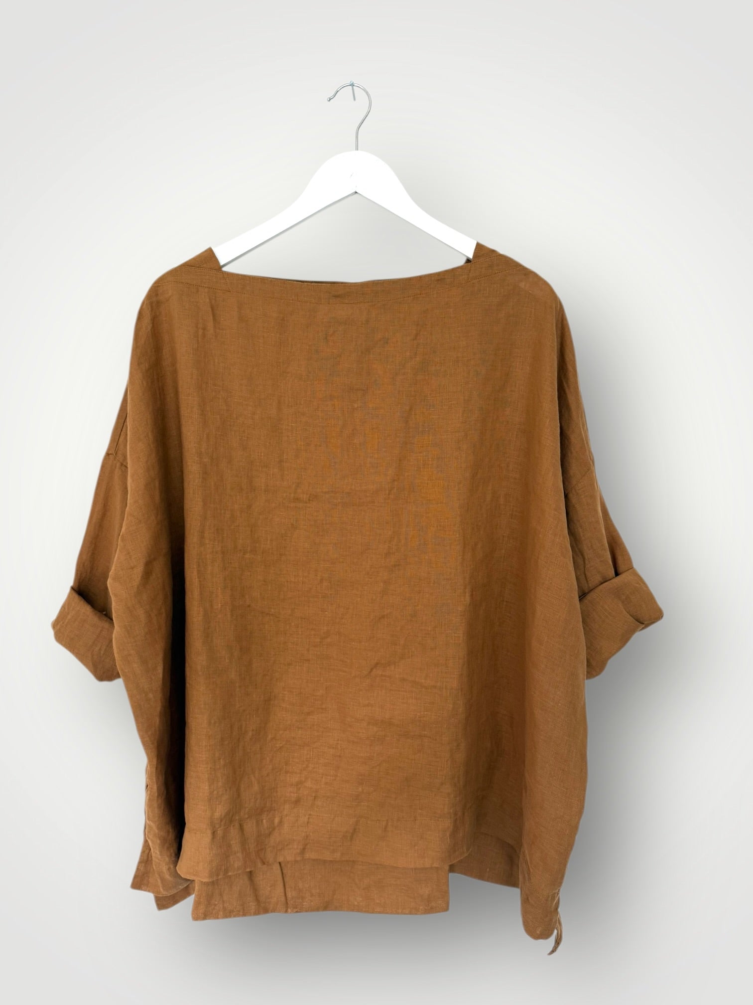avril top - caramel linen Apparel