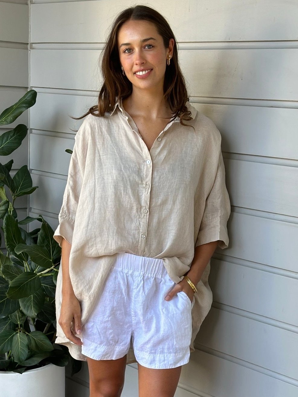 issey shirt - almond linen Apparel  