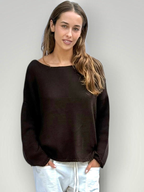 ashton knit - chocolate cotton Apparel