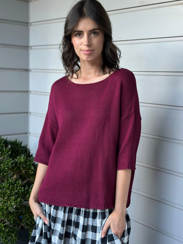 alex top - merlot cotton knit Apparel