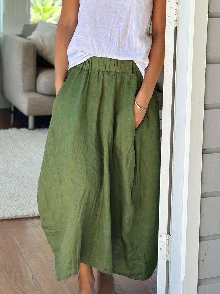 lana skirt - moss linen Apparel  