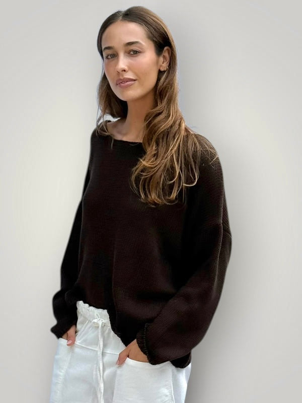 ashton knit - chocolate cotton Apparel