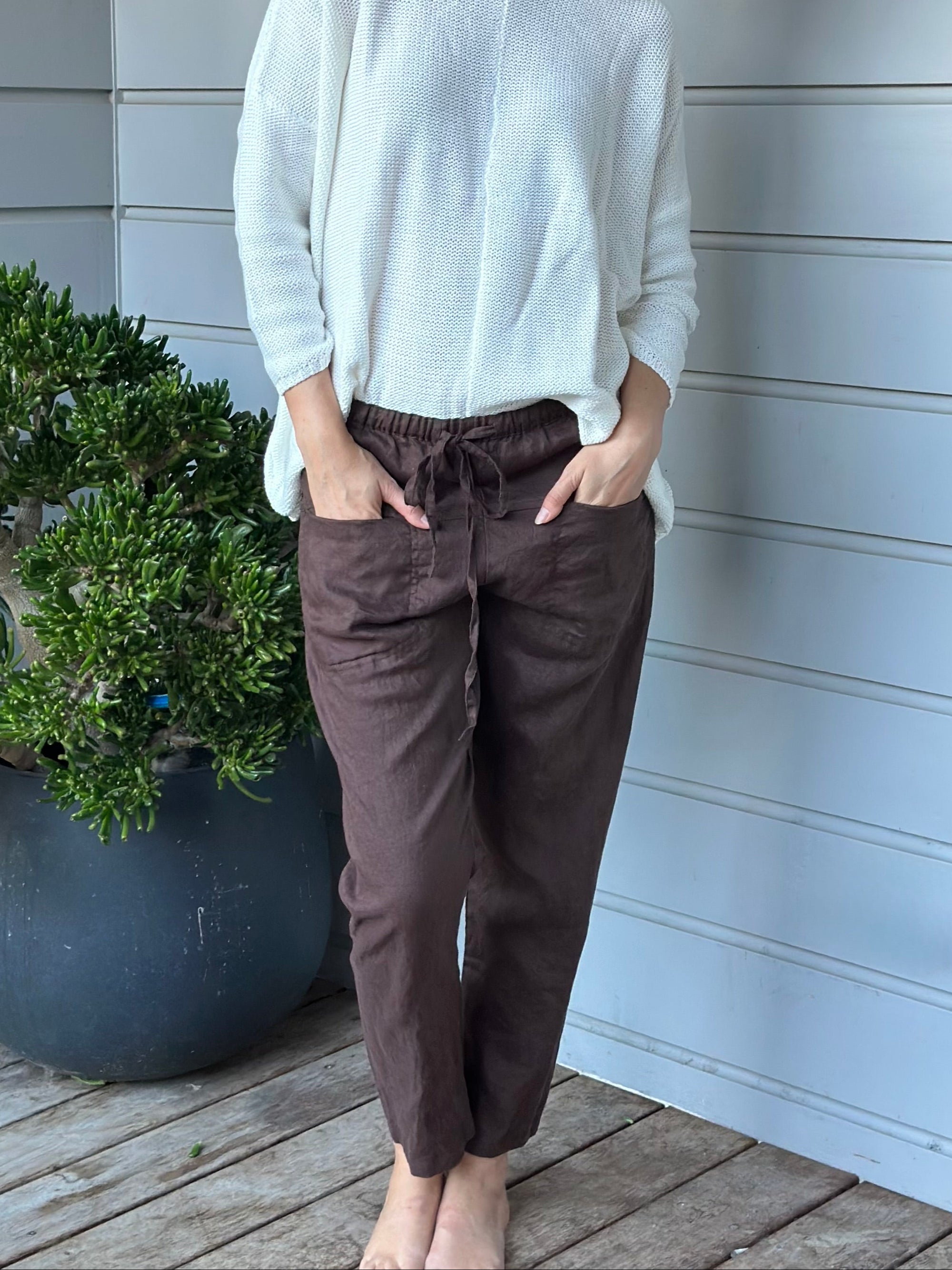 jessie pants - chocolate linen Apparel