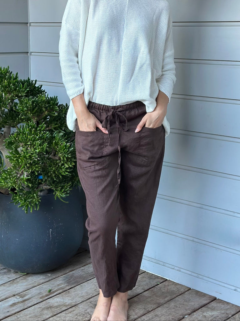 jessie pants - chocolate linen Apparel