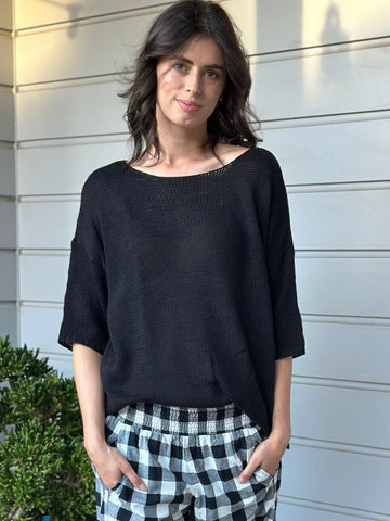 alex top-black cotton knit Apparel