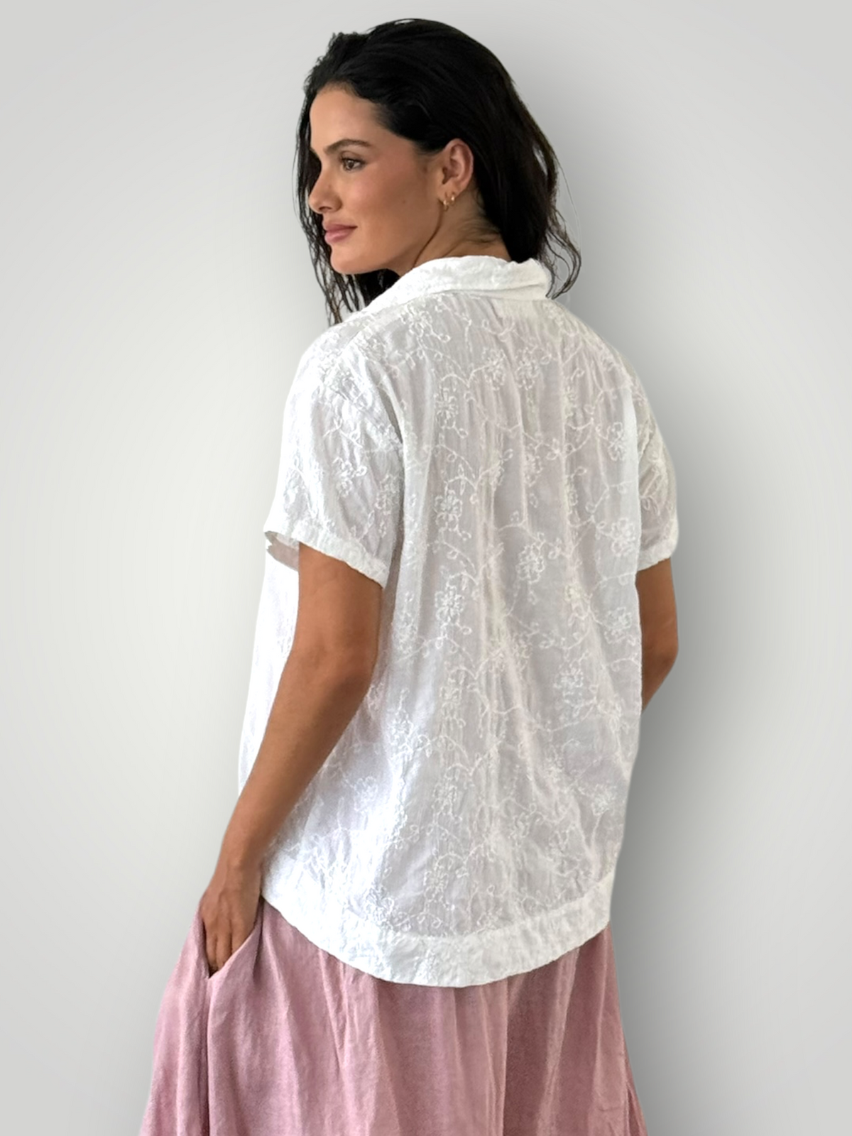 celia top -white cotton embroidery Apparel