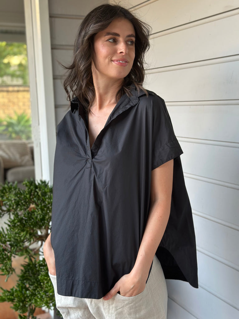 tara top - black cotton General