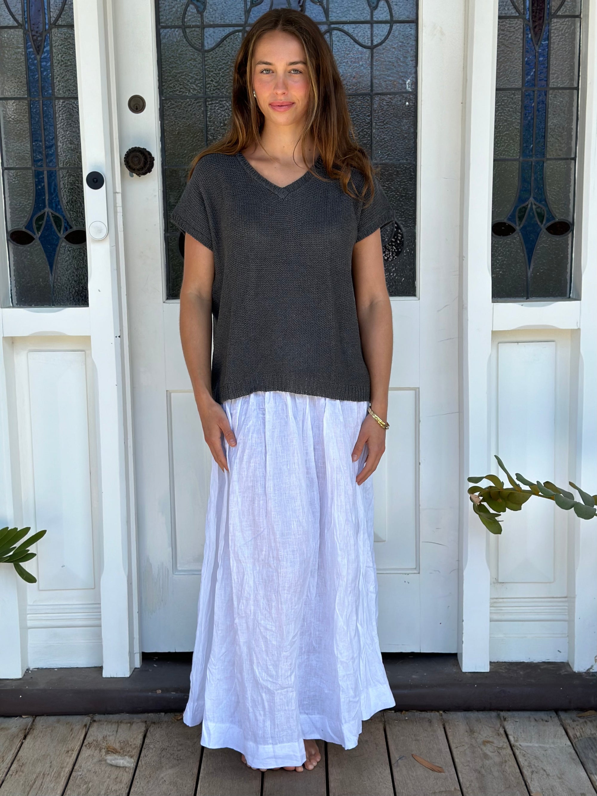 lulu skirt -white linen Apparel