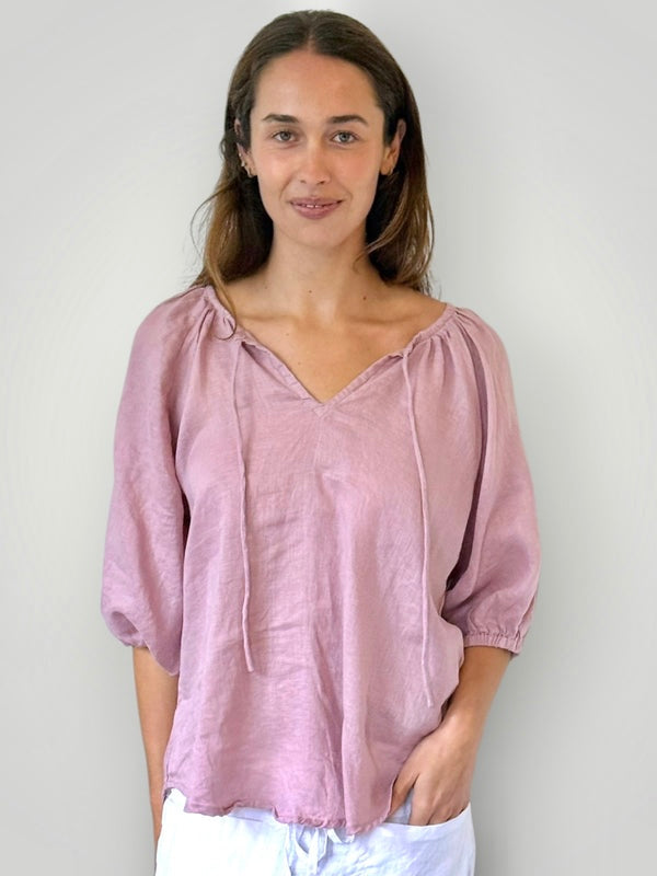alicia top-dusty rose linen