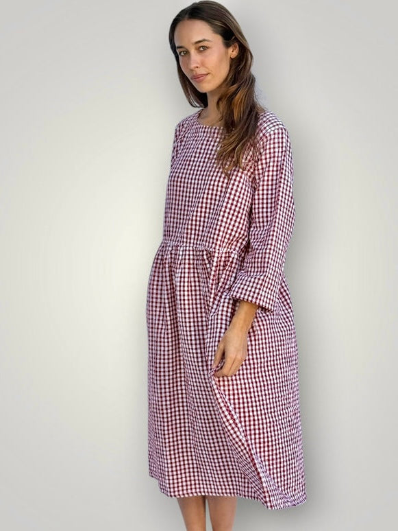 april dress - red gingham cotton Apparel