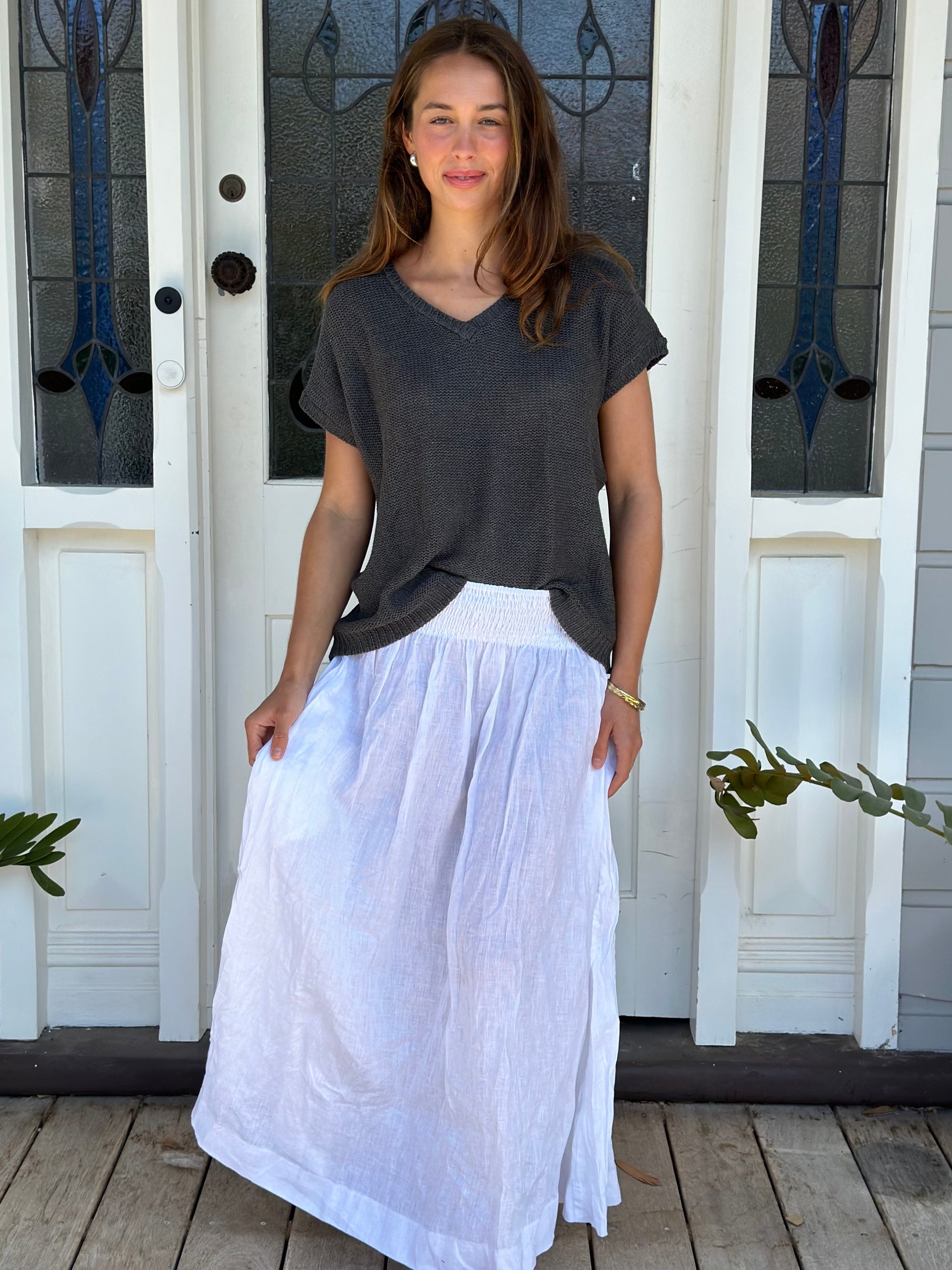 lulu skirt -white linen Apparel