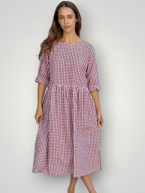 april dress - red gingham cotton Apparel