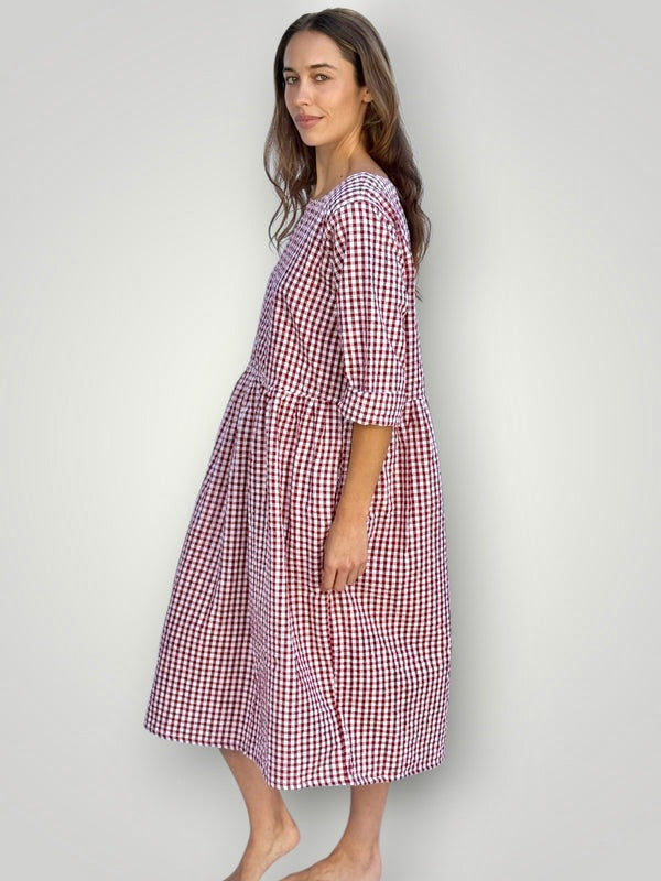 april dress - red gingham cotton Apparel