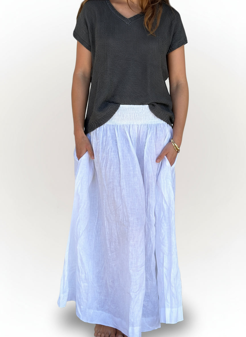 lulu skirt -white linen Apparel