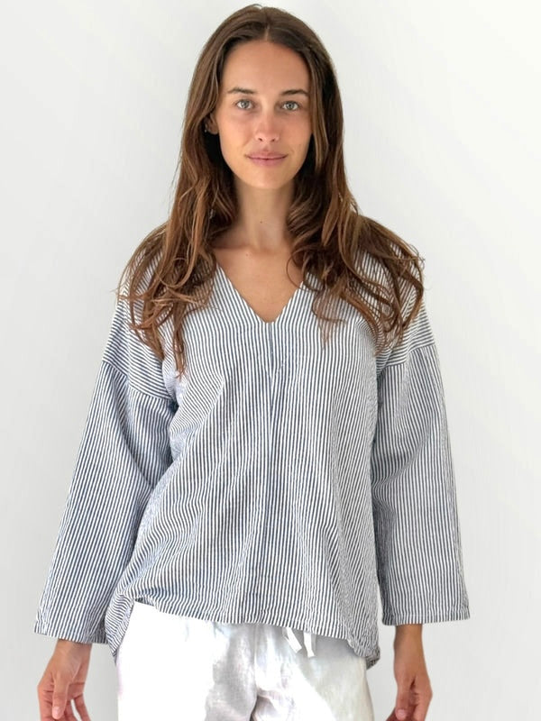 paige top - grey stripe cotton Apparel