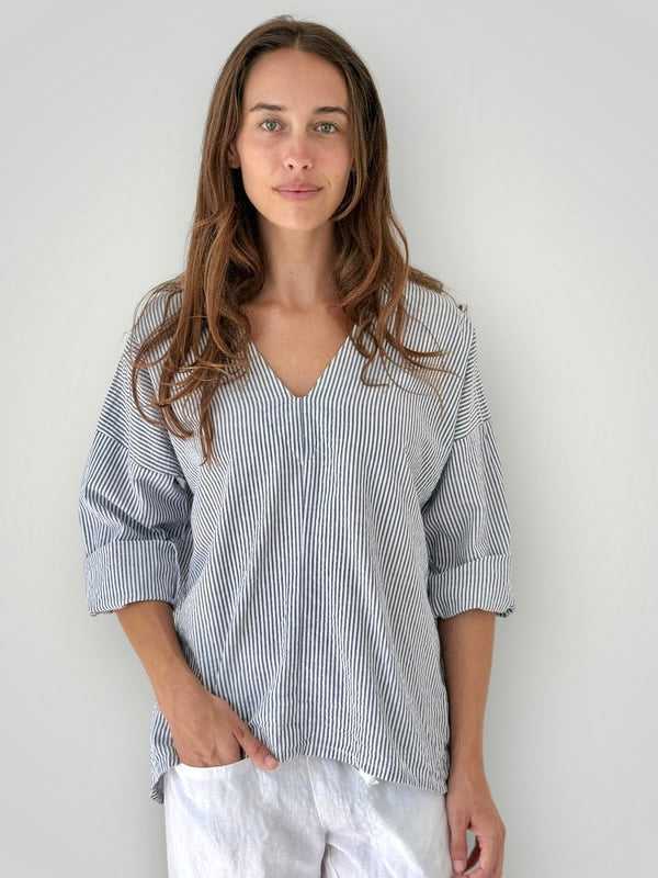 paige top - grey stripe cotton Apparel