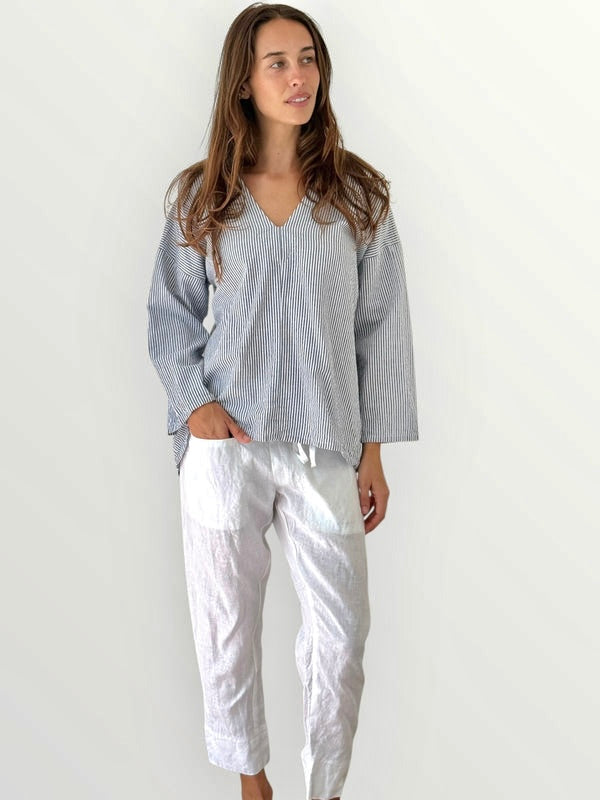 paige top - grey stripe cotton Apparel