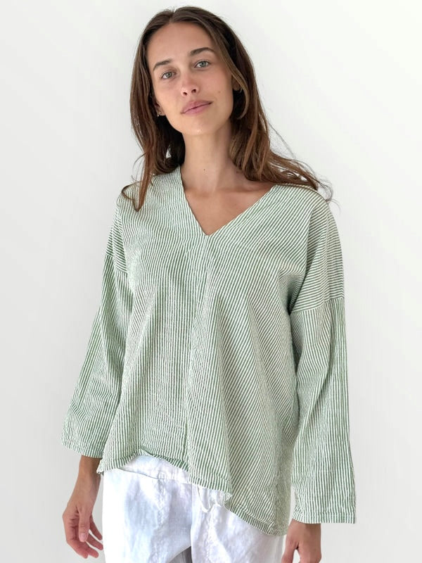 paige top - olive stripe cotton Apparel