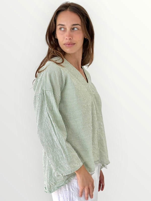 paige top - olive stripe cotton Apparel