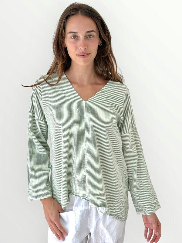 paige top - olive stripe cotton Apparel