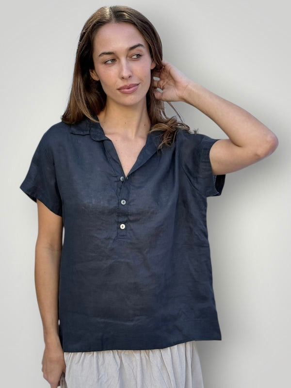 celia top - charcoal linen Apparel