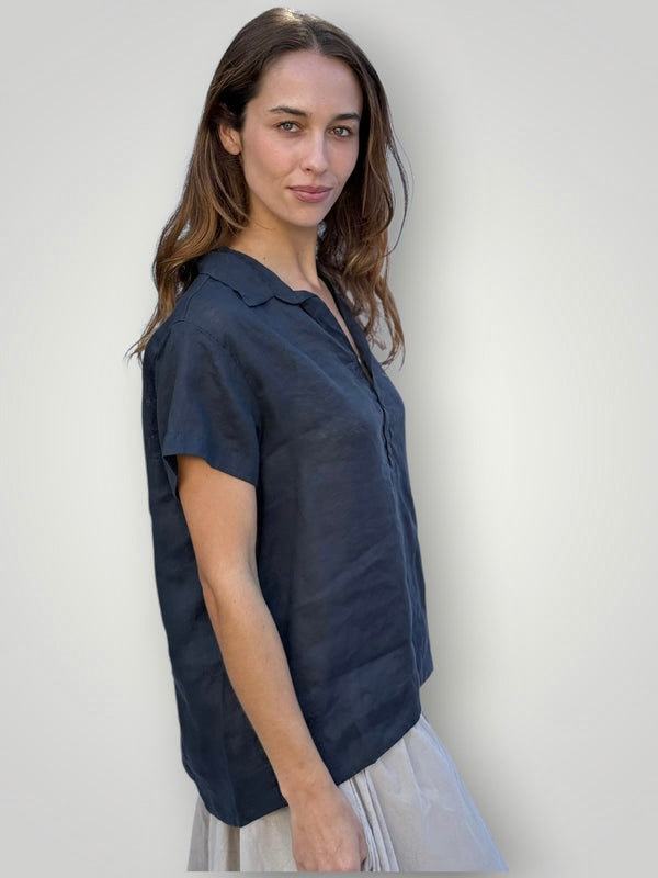 celia top - charcoal linen Apparel