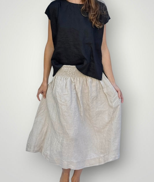 lola skirt - natural linen Apparel