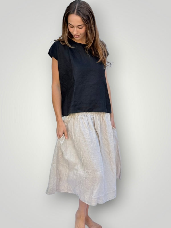 lola skirt - natural linen Apparel