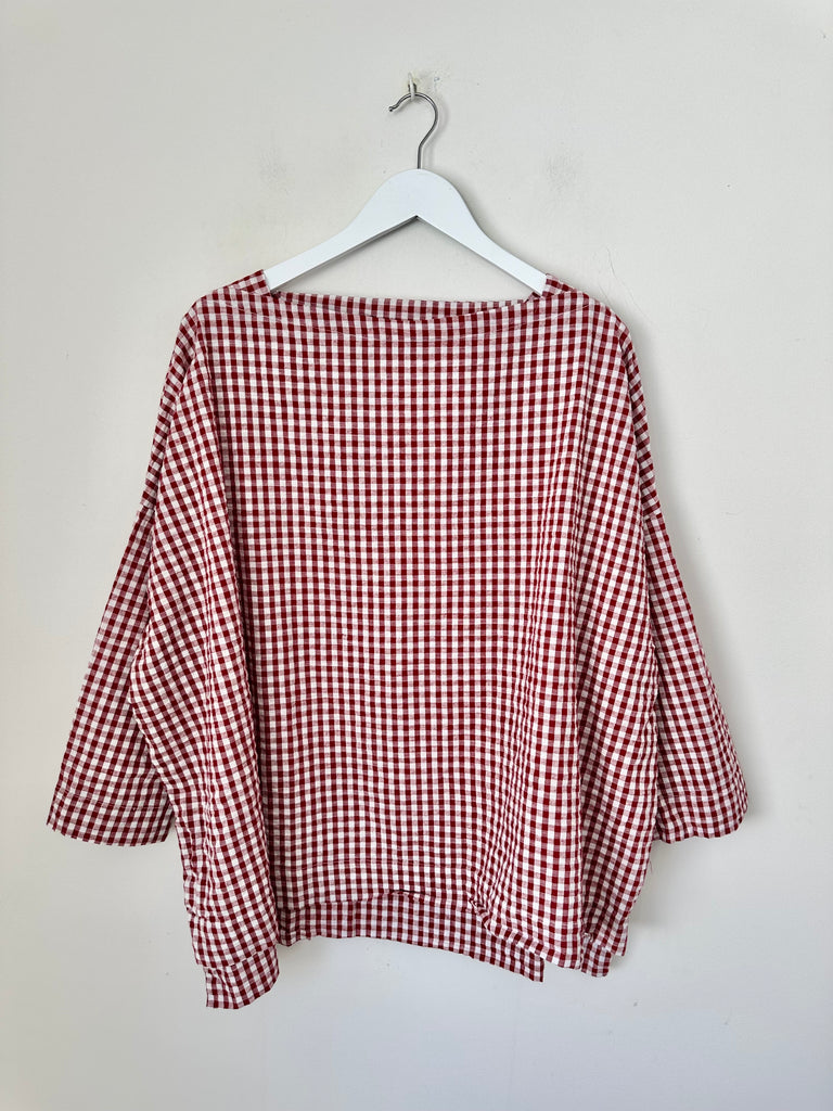 avril top - dark red gingham Apparel
