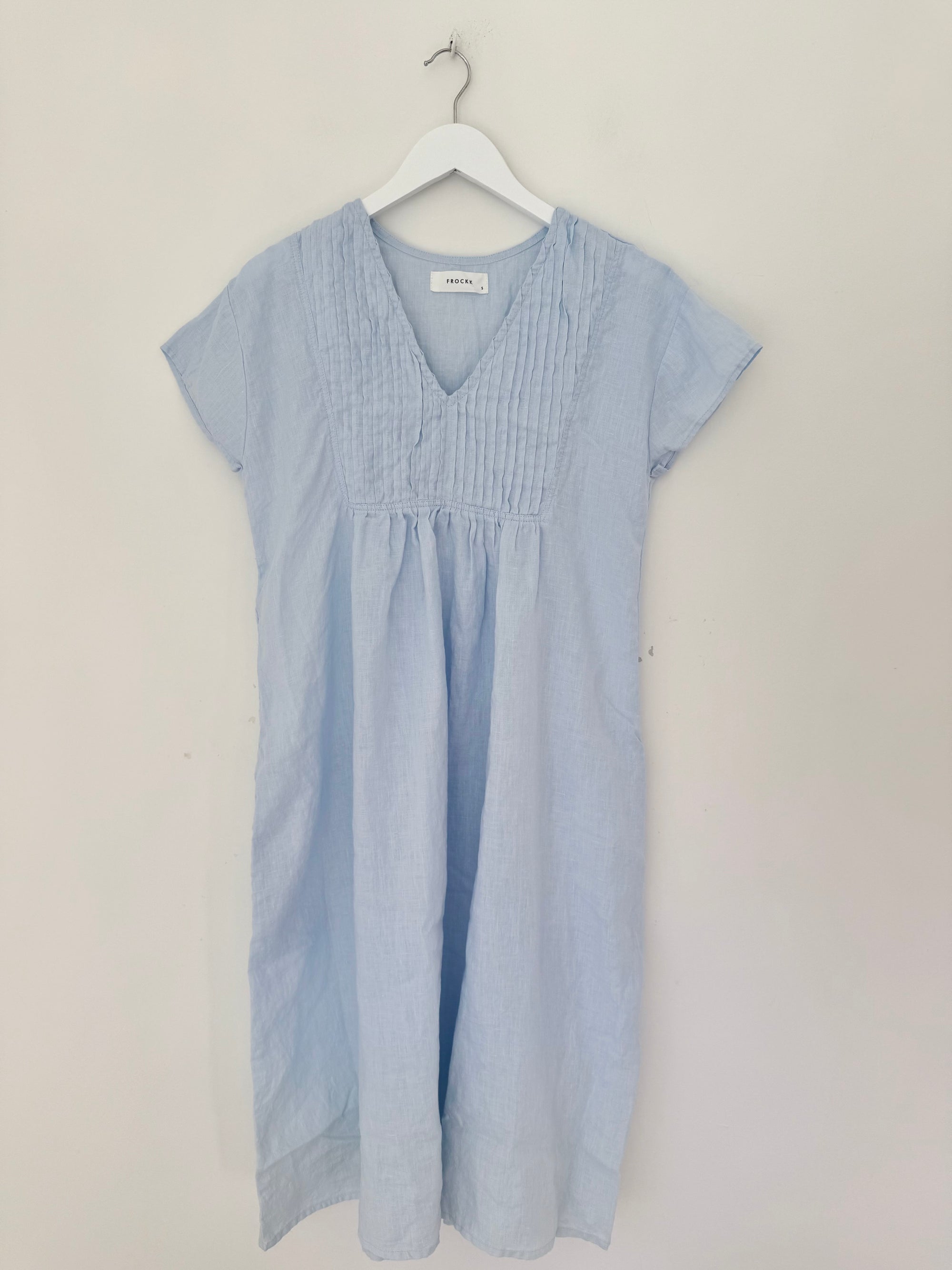 nellie dress-soft blue linen