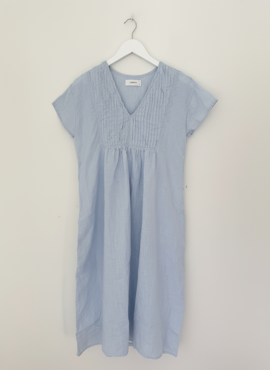 nellie dress-soft blue linen