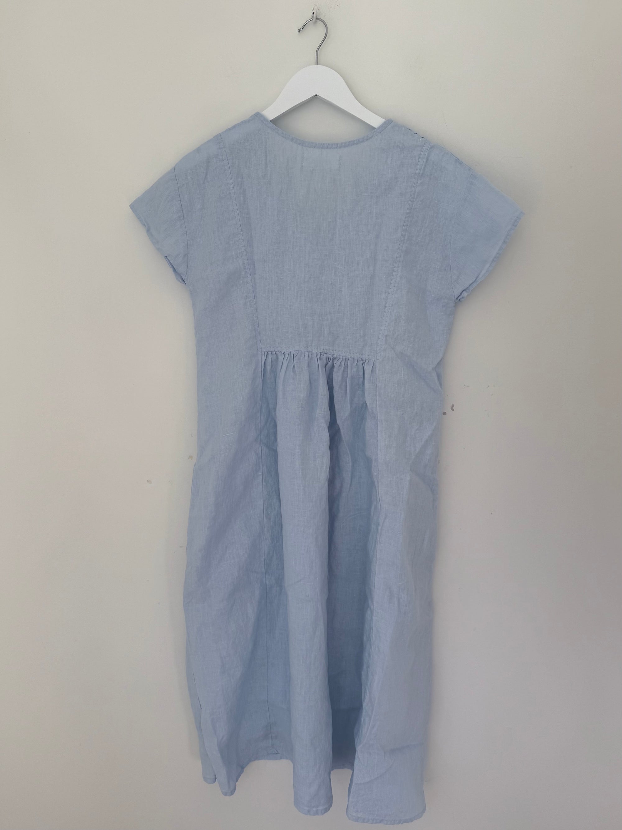 nellie dress-soft blue linen