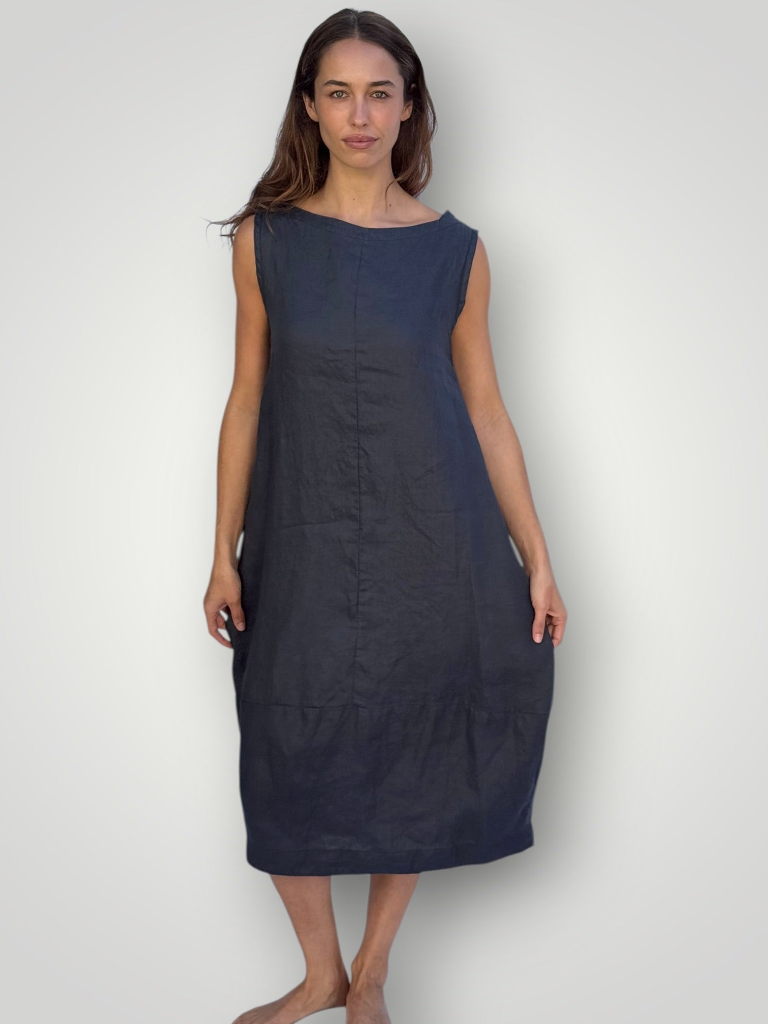 adele dress-charcoal linen Apparel