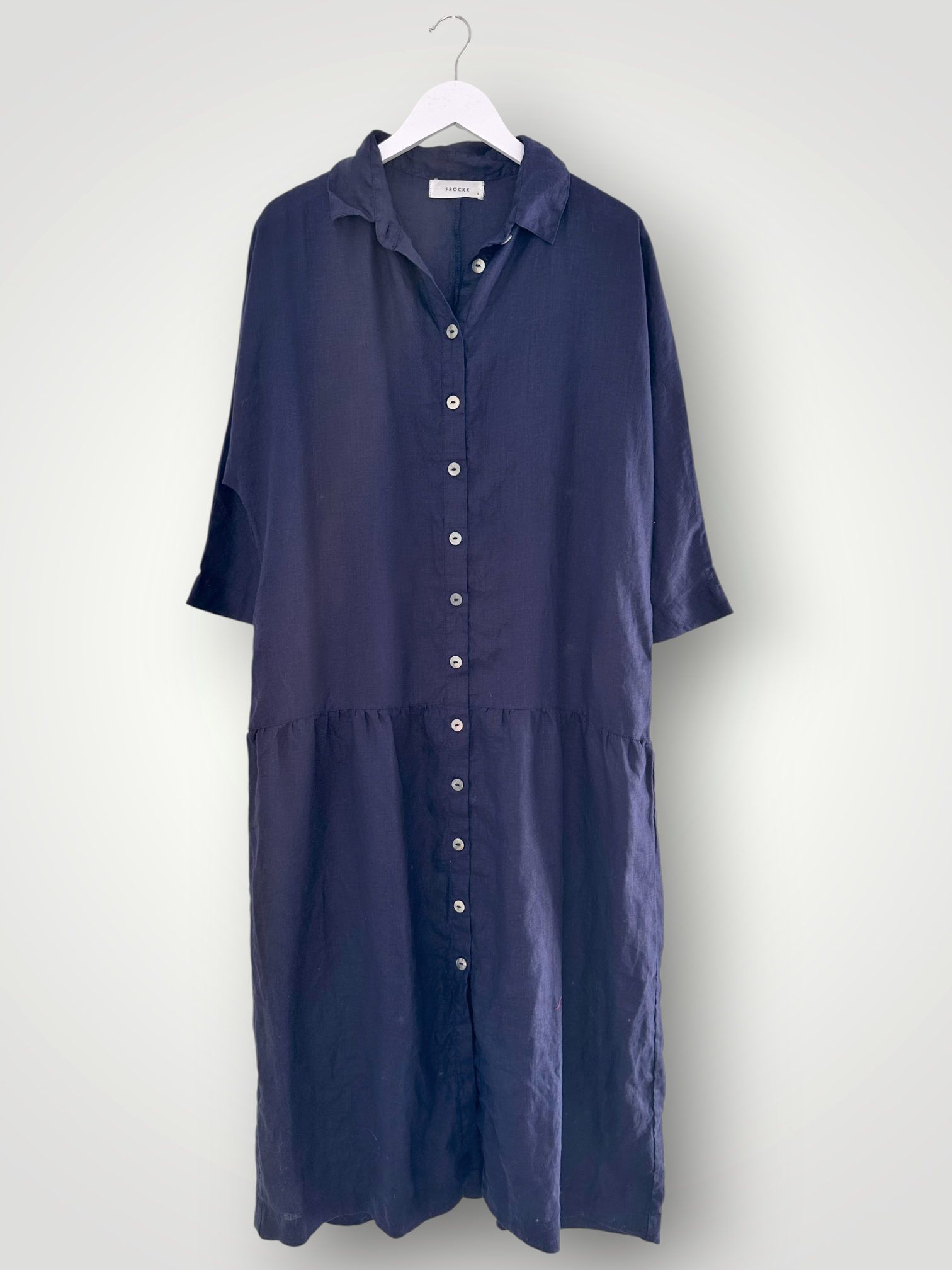 Elsie dress-navy linen Apparel
