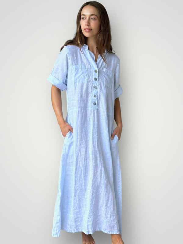 bridget dress - soft blue linen Apparel