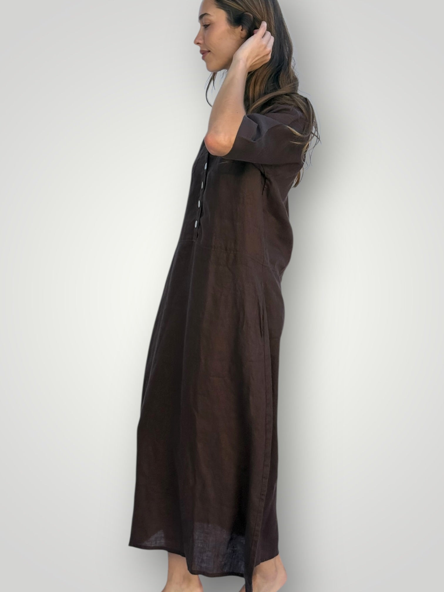 bridget dress - chocolate linen Apparel