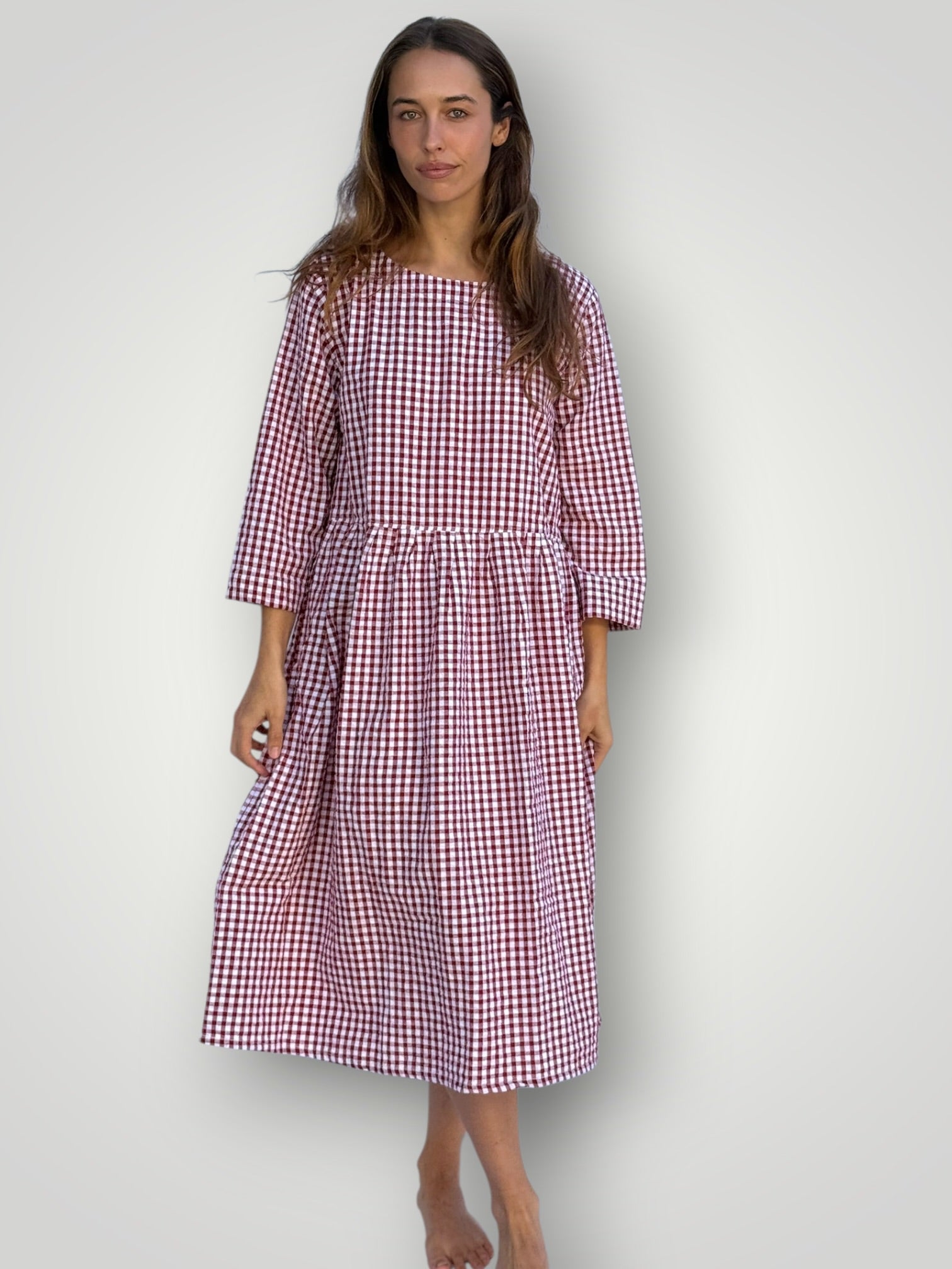 april dress - red gingham cotton Apparel