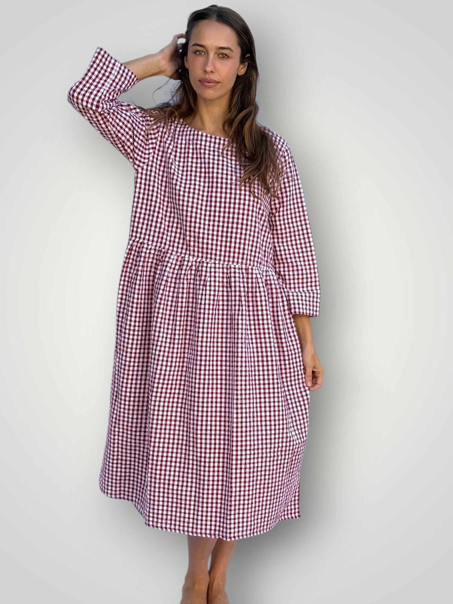 april dress - red gingham cotton Apparel
