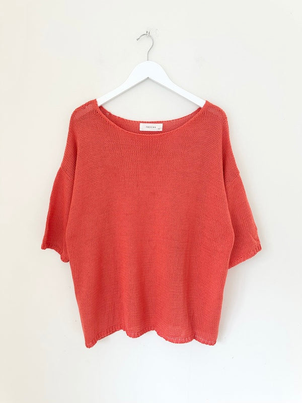 alex top - orange cotton knit