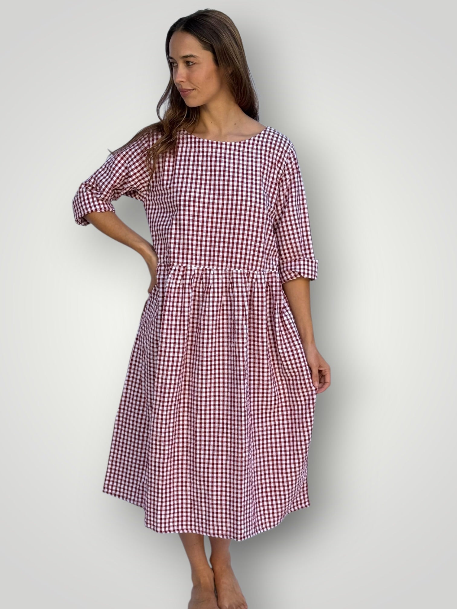 april dress - red gingham cotton Apparel