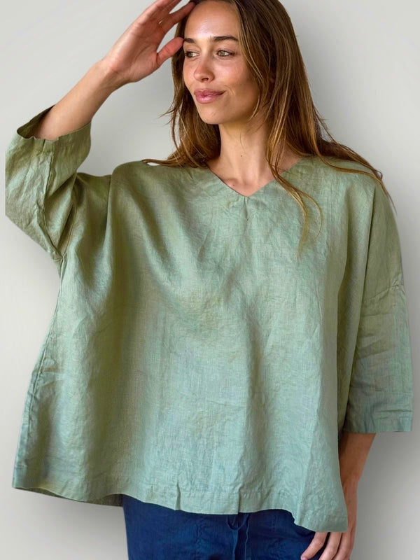 lydia top - sage linen Apparel