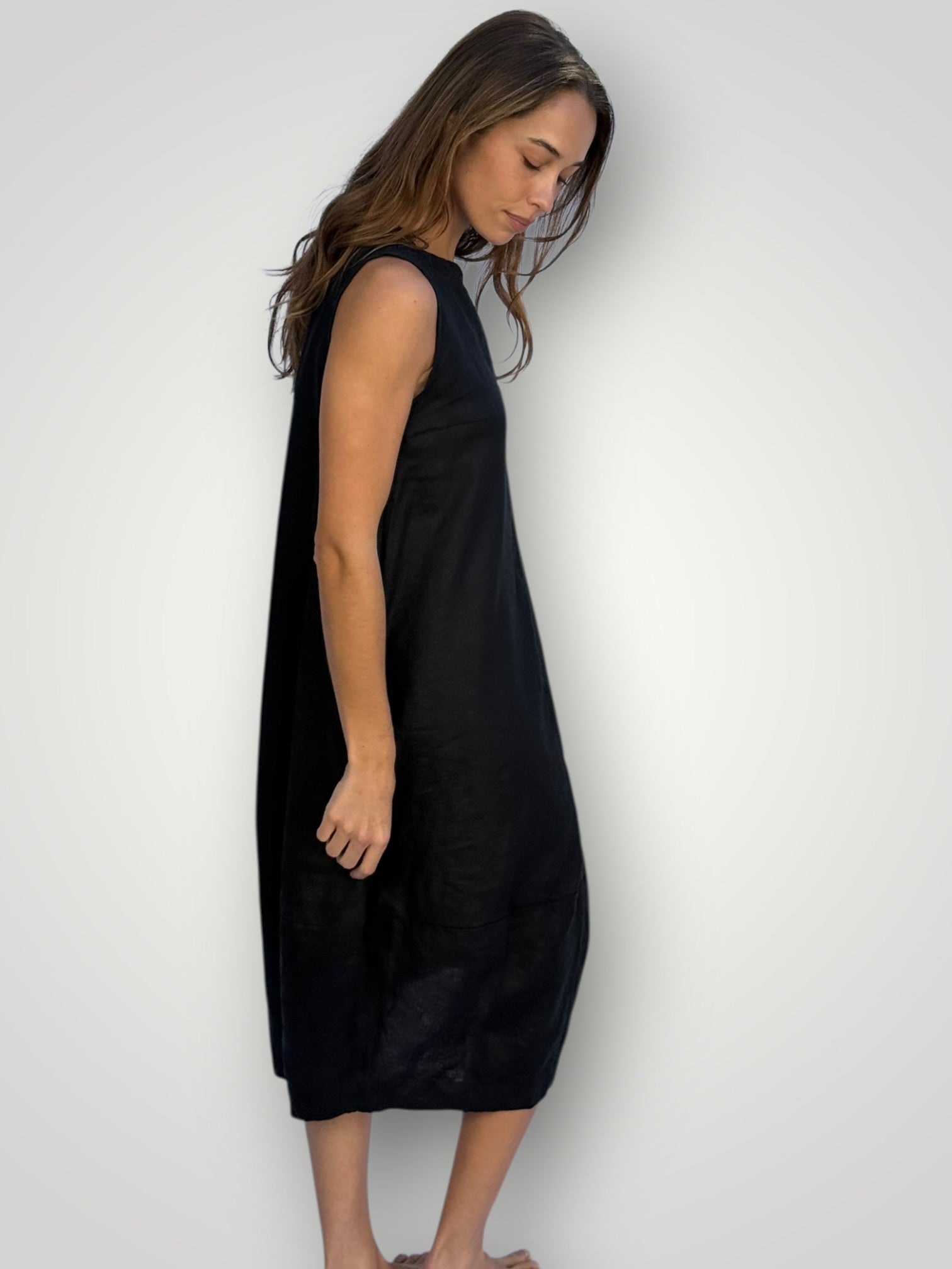adele dress - black linen Apparel