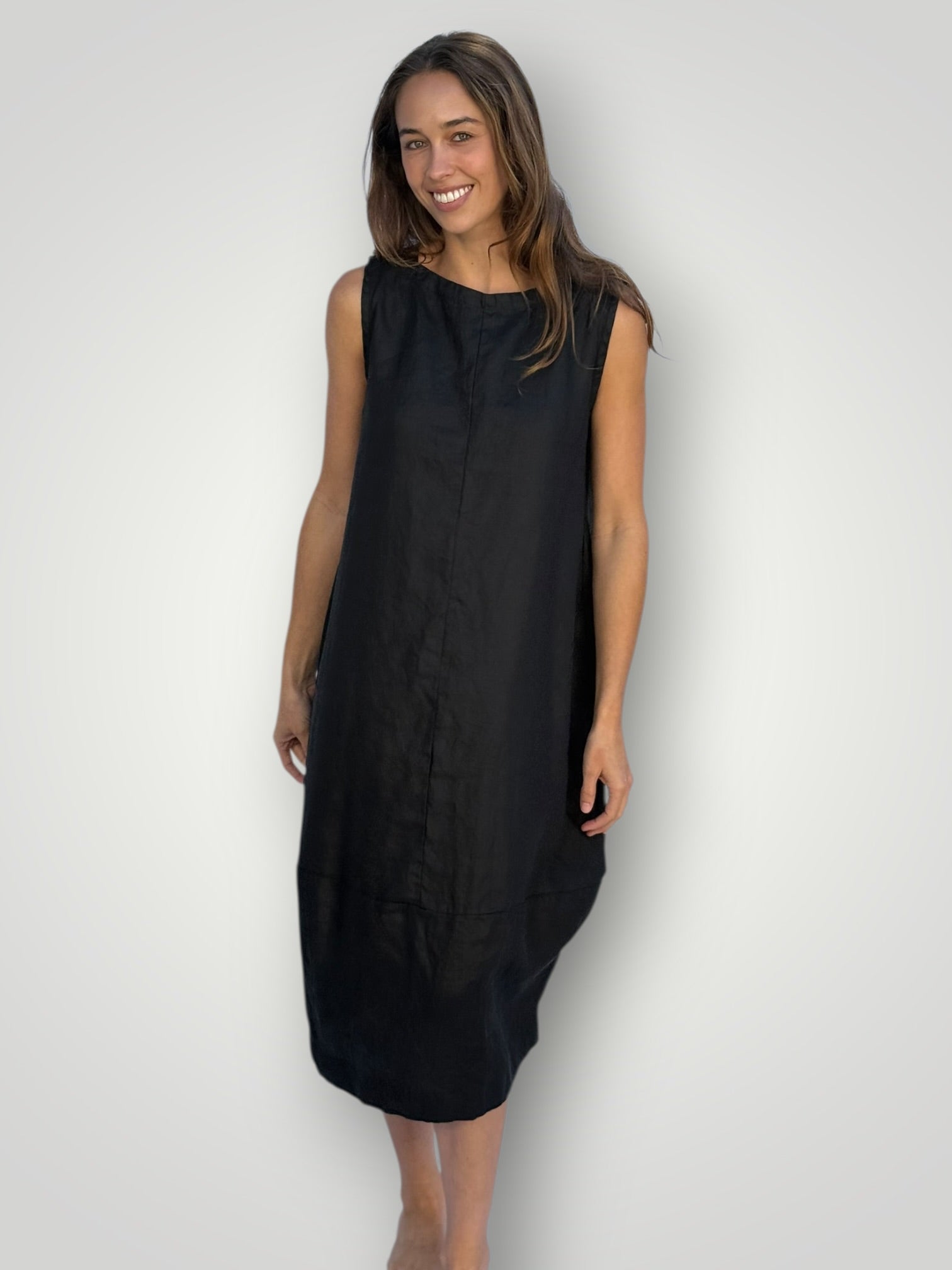 adele dress - black linen Apparel