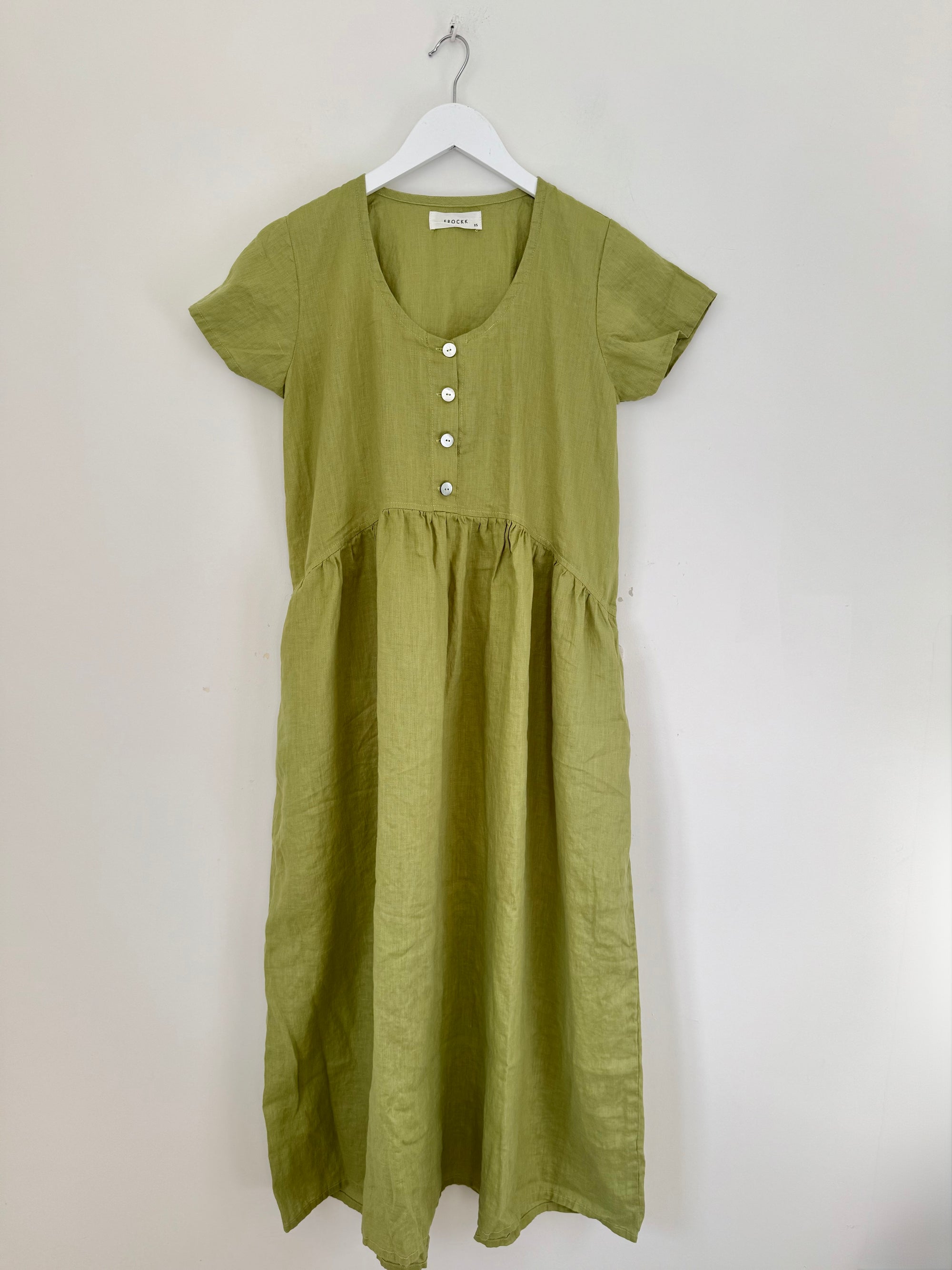 audrey dress - avocado linen Apparel